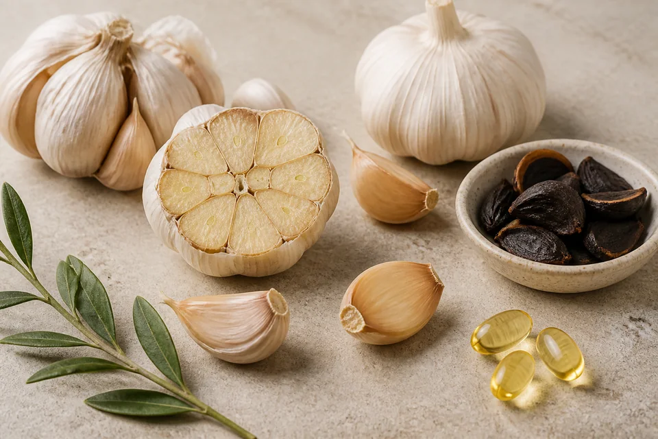 Realistic editorial still life illustrating Garlic