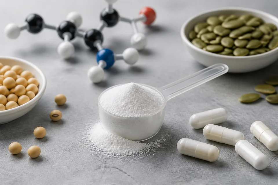 Realistic editorial still life illustrating L-Tyrosine