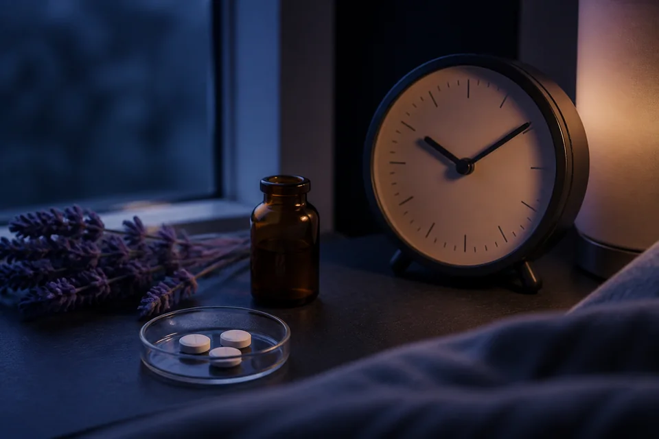 Realistic editorial still life illustrating Melatonin