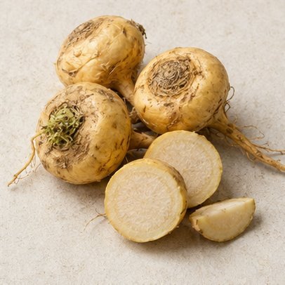 Editorial illustration of Maca root source material